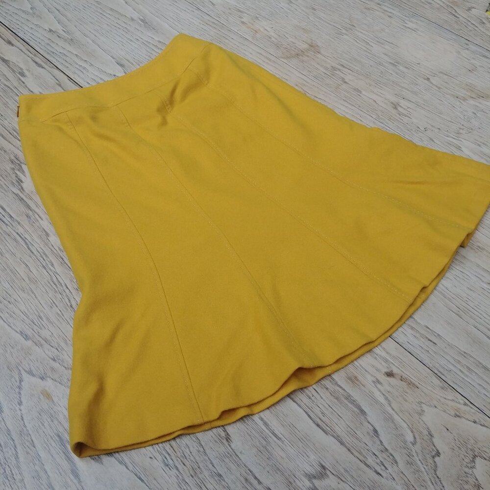 Boogie Woogie made in Japan yellow wool flare skirt 38 fits approx Small